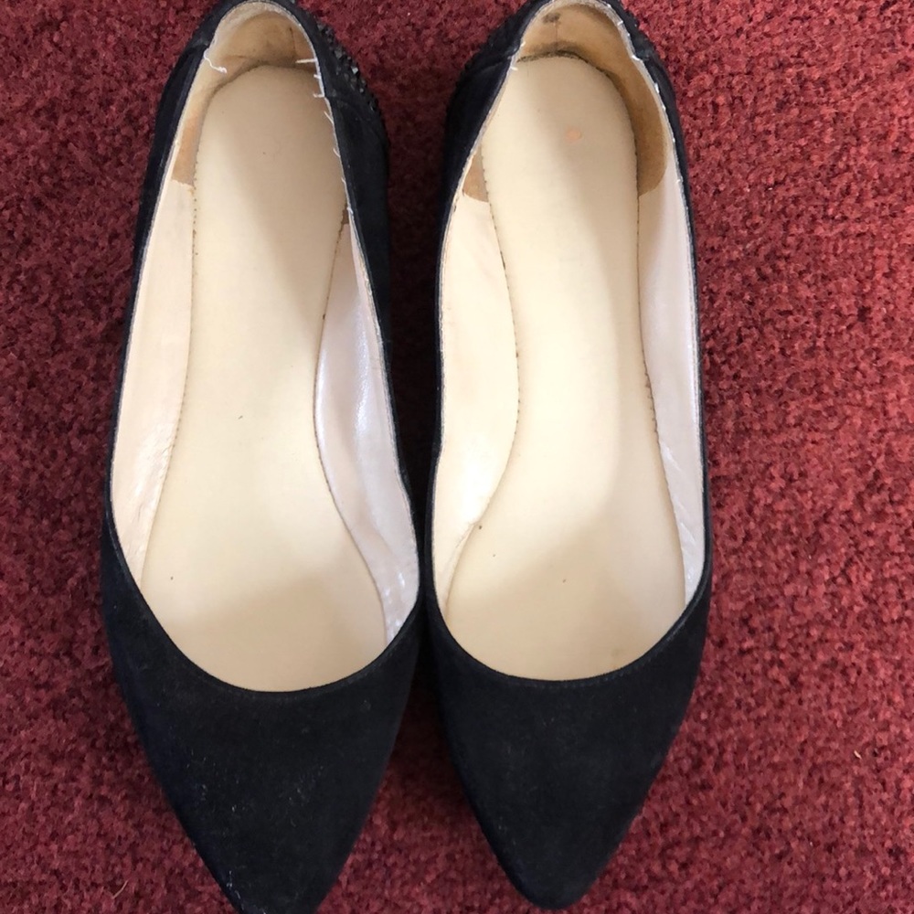 Black flats with studded heel